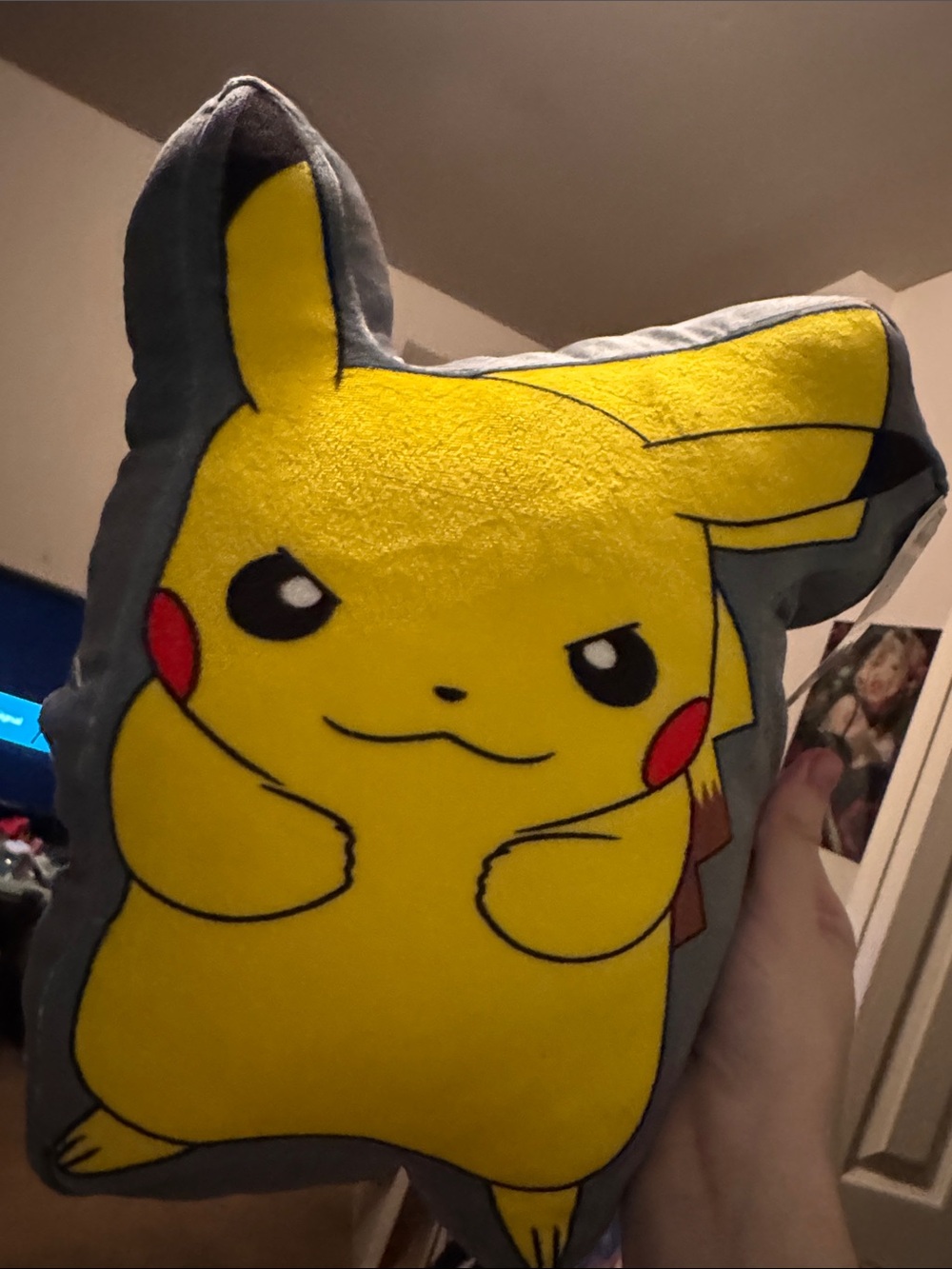 Pokemon Yellow and Gray Pikachu Plush Pillow